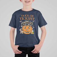 Funny Halloween T Shirt For Kid Trick Or Trashy Racoon Vintage Pumpkin Bat Trash - Wonder Print Shop