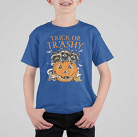 Funny Halloween T Shirt For Kid Trick Or Trashy Racoon Vintage Pumpkin Bat Trash - Wonder Print Shop