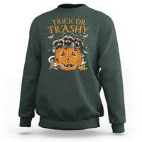 Funny Halloween Sweatshirt Trick Or Trashy Racoon Vintage Pumpkin Bat Trash - Wonder Print Shop