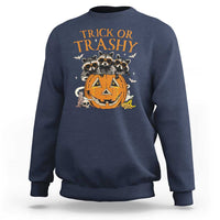 Funny Halloween Sweatshirt Trick Or Trashy Racoon Vintage Pumpkin Bat Trash - Wonder Print Shop