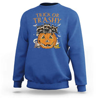 Funny Halloween Sweatshirt Trick Or Trashy Racoon Vintage Pumpkin Bat Trash - Wonder Print Shop