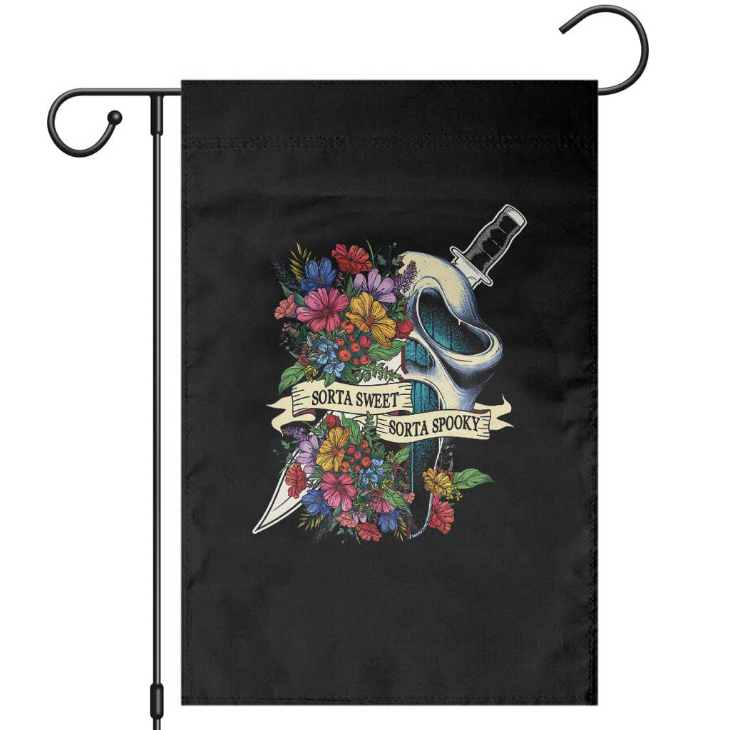 Funny Halloween Garden Flag Sorta Sweet Sorta Spooky Ghost Flower Knife Murderer - Wonder Print Shop