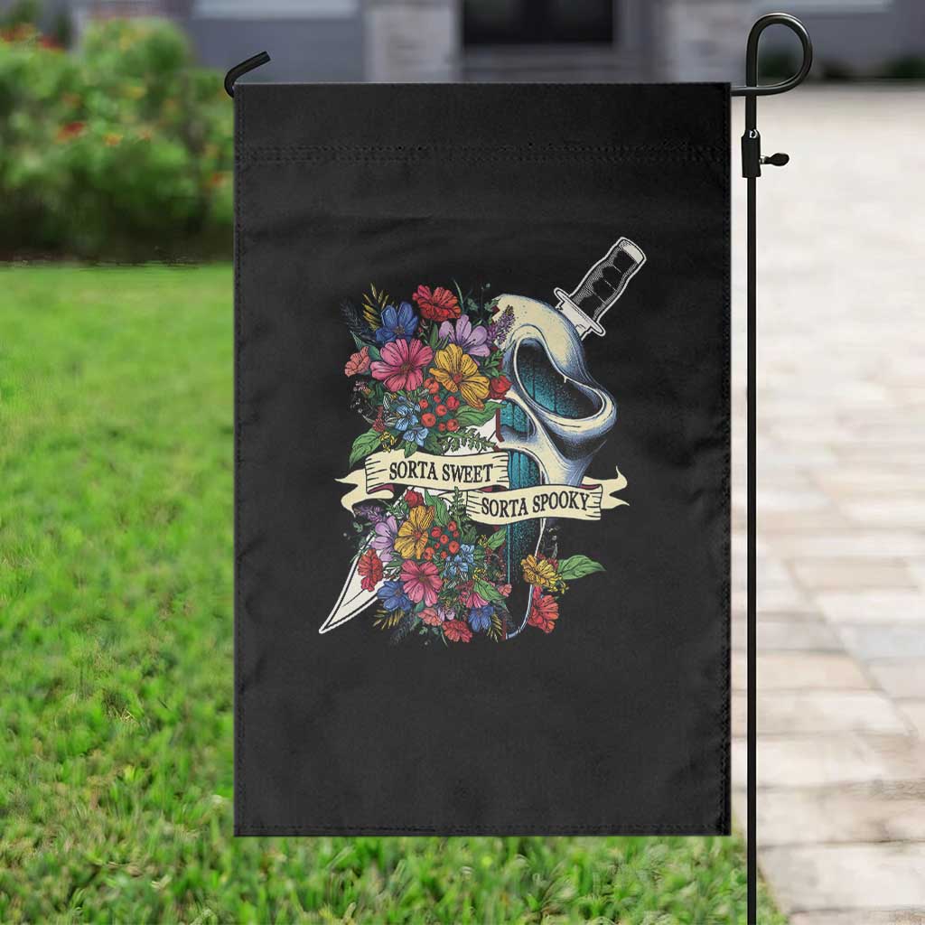 Funny Halloween Garden Flag Sorta Sweet Sorta Spooky Ghost Flower Knife Murderer - Wonder Print Shop