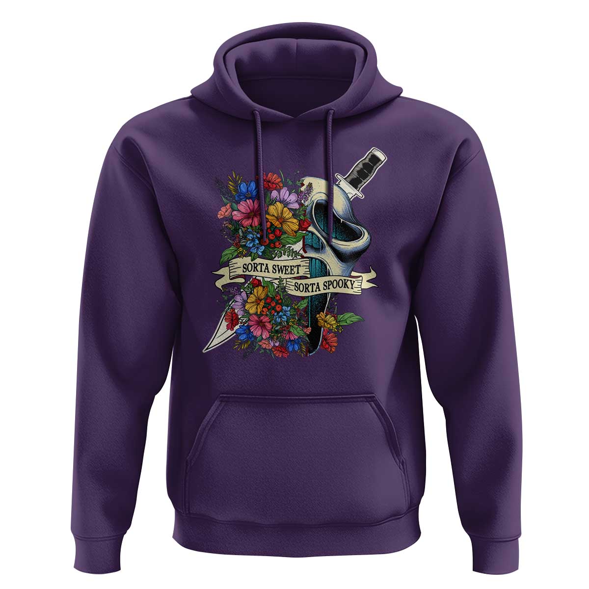 Funny Halloween Hoodie Sorta Sweet Sorta Spooky Ghost Flower Knife Murderer