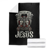 Christian Biker I Ride With Jesus Throw Blanket Religious Faith Motorcycle Rider Skull - Wonder Print Shop