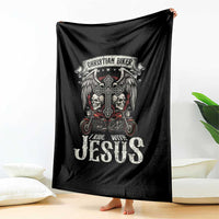 Christian Biker I Ride With Jesus Throw Blanket Religious Faith Motorcycle Rider Skull - Wonder Print Shop
