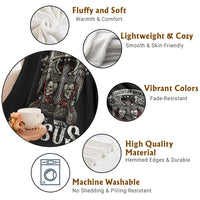 Christian Biker I Ride With Jesus Throw Blanket Religious Faith Motorcycle Rider Skull - Wonder Print Shop