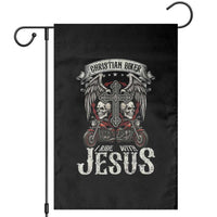 Christian Biker I Ride With Jesus Garden Flag Religious Faith Motorcycle Rider Skull - Wonder Print Shop