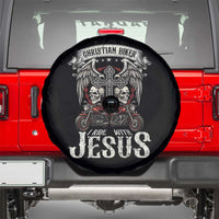 Christian Biker I Ride With Jesus Spare Tire Cover Religious Faith Motorcycle Rider Skull - Wonder Print Shop
