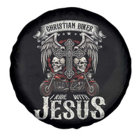 Christian Biker I Ride With Jesus Spare Tire Cover Religious Faith Motorcycle Rider Skull - Wonder Print Shop