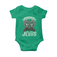 Christian Biker I Ride With Jesus Baby Onesie Religious Faith Motorcycle Rider Skull - Wonder Print Shop