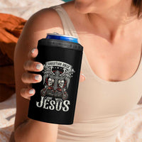 Christian Biker I Ride With Jesus 4 in 1 Can Cooler Tumbler Religious Faith Motorcycle Rider Skull - Wonder Print Shop