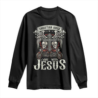 Christian Biker I Ride With Jesus Long Sleeve Shirt Religious Faith Motorcycle Rider Skull - Wonder Print Shop