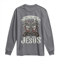 Christian Biker I Ride With Jesus Long Sleeve Shirt Religious Faith Motorcycle Rider Skull - Wonder Print Shop