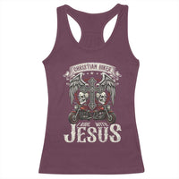 Christian Biker I Ride With Jesus Racerback Tank Top Religious Faith Motorcycle Rider Skull - Wonder Print Shop