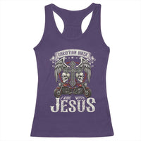Christian Biker I Ride With Jesus Racerback Tank Top Religious Faith Motorcycle Rider Skull - Wonder Print Shop