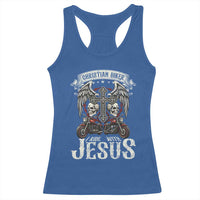 Christian Biker I Ride With Jesus Racerback Tank Top Religious Faith Motorcycle Rider Skull - Wonder Print Shop