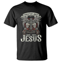 Christian Biker I Ride With Jesus T Shirt Religious Faith Motorcycle Rider Skull - Wonder Print Shop