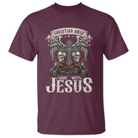 Christian Biker I Ride With Jesus T Shirt Religious Faith Motorcycle Rider Skull - Wonder Print Shop