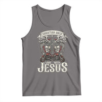 Christian Biker I Ride With Jesus Tank Top Religious Faith Motorcycle Rider Skull - Wonder Print Shop