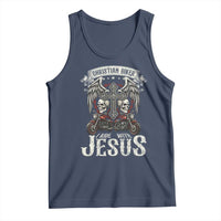 Christian Biker I Ride With Jesus Tank Top Religious Faith Motorcycle Rider Skull - Wonder Print Shop