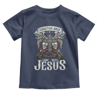 Christian Biker I Ride With Jesus Toddler T Shirt Religious Faith Motorcycle Rider Skull - Wonder Print Shop