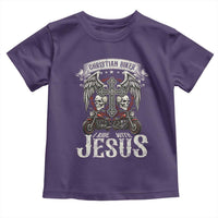 Christian Biker I Ride With Jesus Toddler T Shirt Religious Faith Motorcycle Rider Skull - Wonder Print Shop