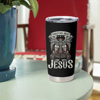 Christian Biker I Ride With Jesus Tumbler Cup Religious Faith Motorcycle Rider Skull - Wonder Print Shop
