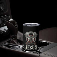 Christian Biker I Ride With Jesus Tumbler Cup Religious Faith Motorcycle Rider Skull - Wonder Print Shop