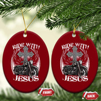 Christian Biker Ceramic Ornament Ride With Jesus Religious Faith Motorcycle Rider - Wonder Print Shop