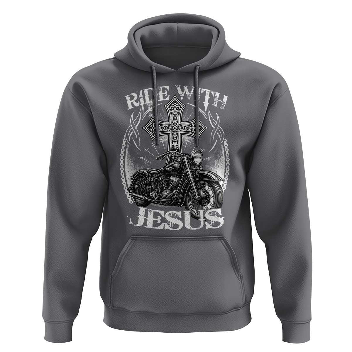 Christian Biker Hoodie Ride With Jesus Religious Faith Motorcycle Rider - Wonder Print Shop