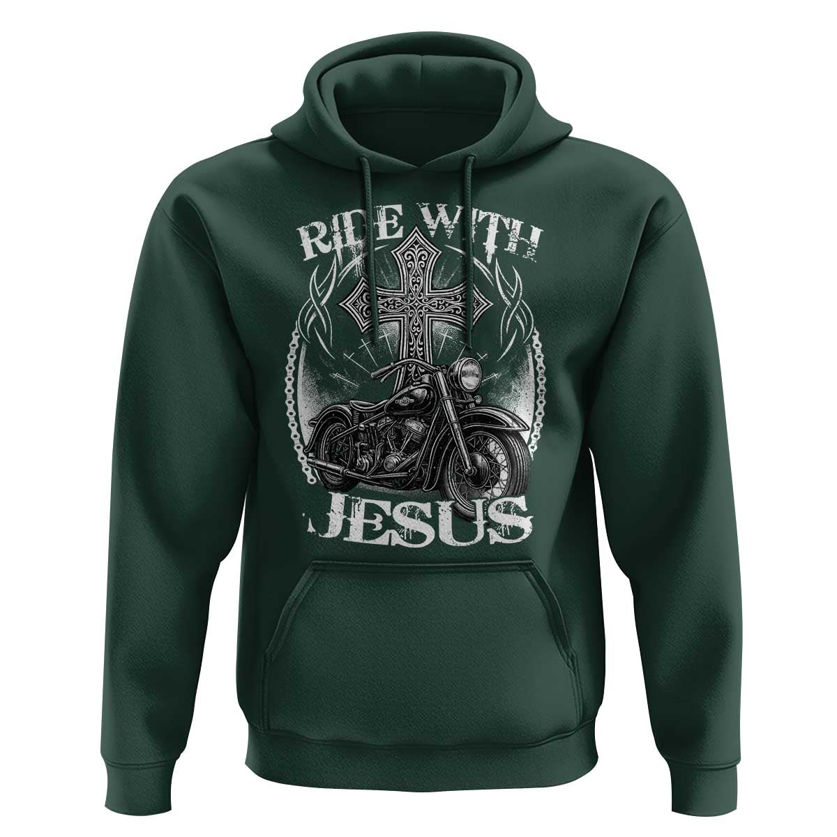 Christian Biker Hoodie Ride With Jesus Religious Faith Motorcycle Rider - Wonder Print Shop