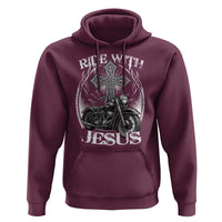 Christian Biker Hoodie Ride With Jesus Religious Faith Motorcycle Rider - Wonder Print Shop