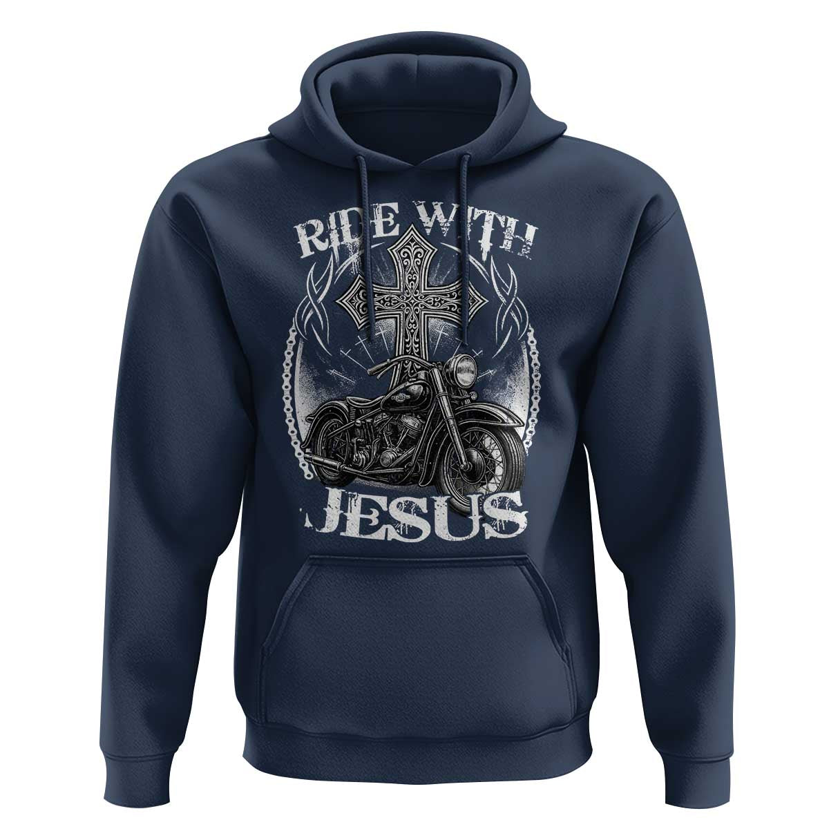 Christian Biker Hoodie Ride With Jesus Religious Faith Motorcycle Rider - Wonder Print Shop