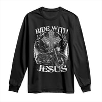 Christian Biker Long Sleeve Shirt Ride With Jesus Religious Faith Motorcycle Rider - Wonder Print Shop