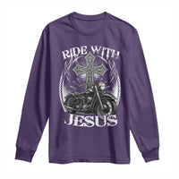 Christian Biker Long Sleeve Shirt Ride With Jesus Religious Faith Motorcycle Rider - Wonder Print Shop