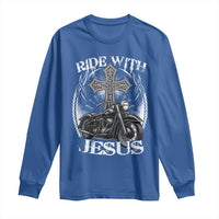 Christian Biker Long Sleeve Shirt Ride With Jesus Religious Faith Motorcycle Rider - Wonder Print Shop