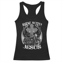 Christian Biker Racerback Tank Top Ride With Jesus Religious Faith Motorcycle Rider - Wonder Print Shop