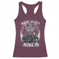 Christian Biker Racerback Tank Top Ride With Jesus Religious Faith Motorcycle Rider - Wonder Print Shop