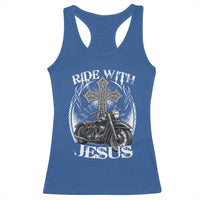 Christian Biker Racerback Tank Top Ride With Jesus Religious Faith Motorcycle Rider - Wonder Print Shop