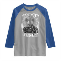 Christian Biker Raglan Shirt Ride With Jesus Religious Faith Motorcycle Rider - Wonder Print Shop
