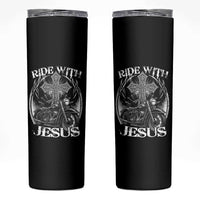 Christian Biker Skinny Tumbler Ride With Jesus Religious Faith Motorcycle Rider - Wonder Print Shop