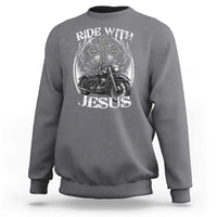 Christian Biker Sweatshirt Ride With Jesus Religious Faith Motorcycle Rider - Wonder Print Shop