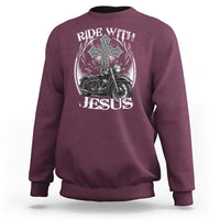 Christian Biker Sweatshirt Ride With Jesus Religious Faith Motorcycle Rider - Wonder Print Shop
