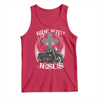 Christian Biker Tank Top Ride With Jesus Religious Faith Motorcycle Rider - Wonder Print Shop