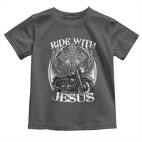 Christian Biker Toddler T Shirt Ride With Jesus Religious Faith Motorcycle Rider - Wonder Print Shop