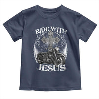 Christian Biker Toddler T Shirt Ride With Jesus Religious Faith Motorcycle Rider - Wonder Print Shop