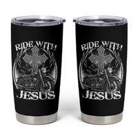 Christian Biker Tumbler Cup Ride With Jesus Religious Faith Motorcycle Rider - Wonder Print Shop