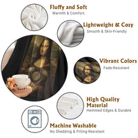 Funny Monalisa Rider Vintage Retro Motorcycle Engine Throw Blanket - Wonder Print Shop