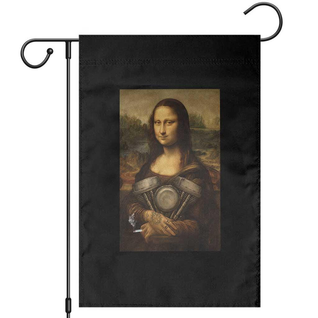 Funny Monalisa Rider Vintage Retro Motorcycle Engine Garden Flag - Wonder Print Shop